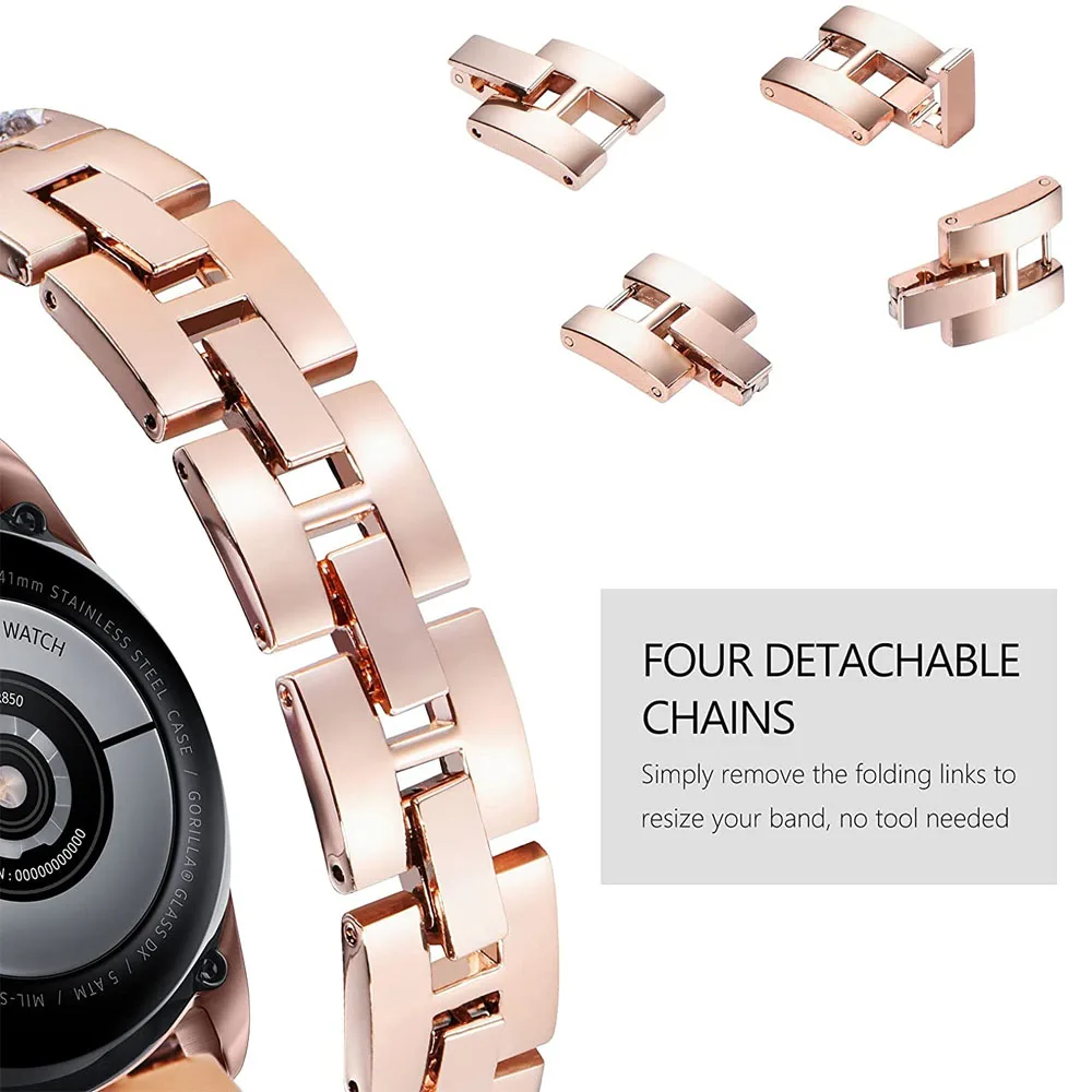 Дорогой ремешок для часов Samsung Galaxy Watch 3 41 мм/Galaxy 4/ 4 Классический блестящий женский