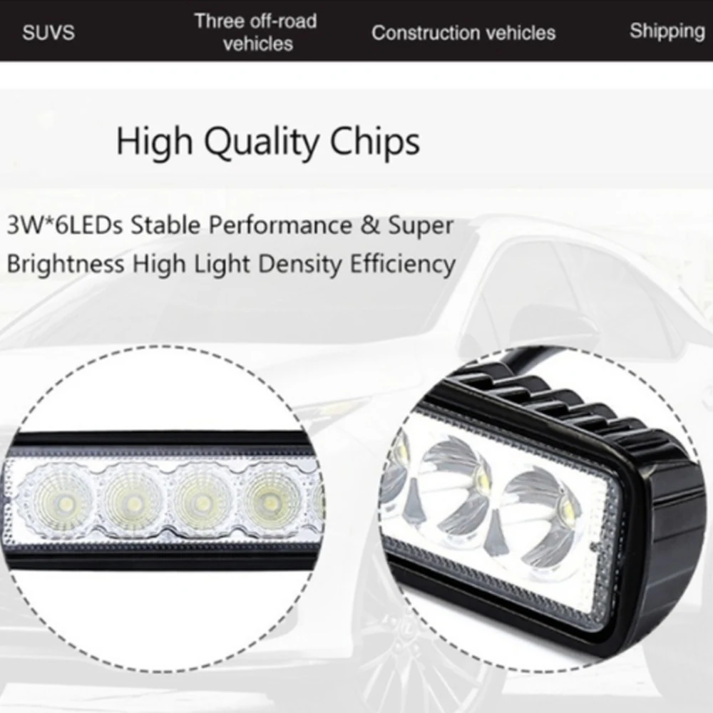 2 Pcs 18W LED Work Light Bar Spotlight Flood Lamp Driving Fog Offroad LED Work Car Light for Toyota SUV Headlight
2 Pcs 18W LED Work Light Bar Spotlight Flood Lamp Driving Fog Offroad LED Work Car Light for Toyota SUV Headlight