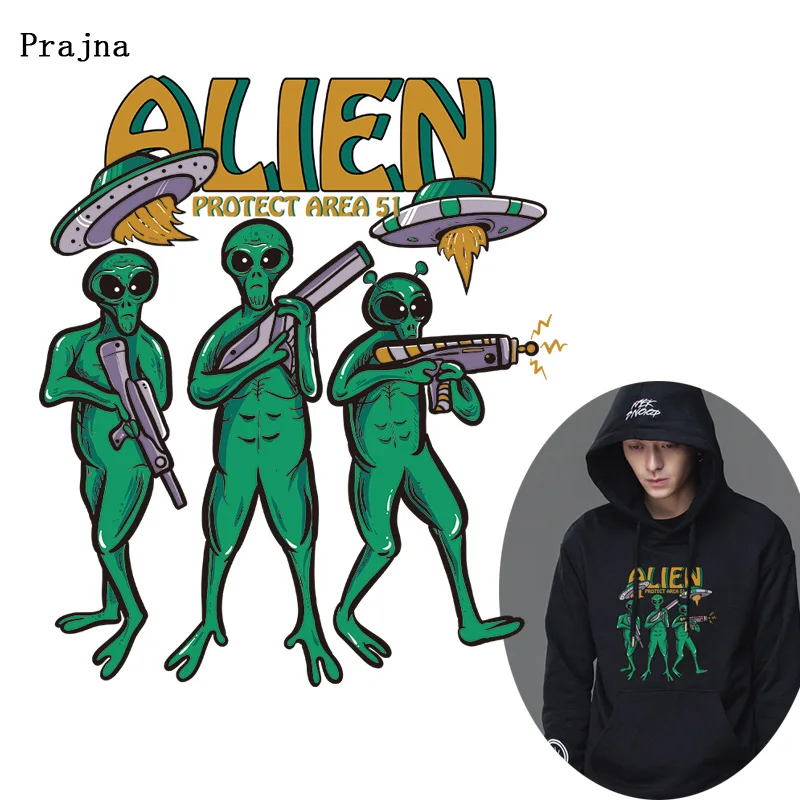 ALIEN UFO термопереводная печать DIY наклейки в стиле панк на ткань космические полосы