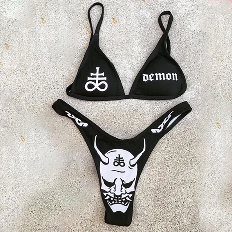 Women's Swimwear 2021 Demon Grimace Punk Fashion Sexy Gothic Style Bikini Suit Women Swimsuit Ropa Mujer Free Shipping Wholesale
Women's Swimwear 2021 Demon Grimace Punk Fashion Sexy Gothic Style Bikini Suit Women Swimsuit Ropa Mujer Free Shipping Wholesale