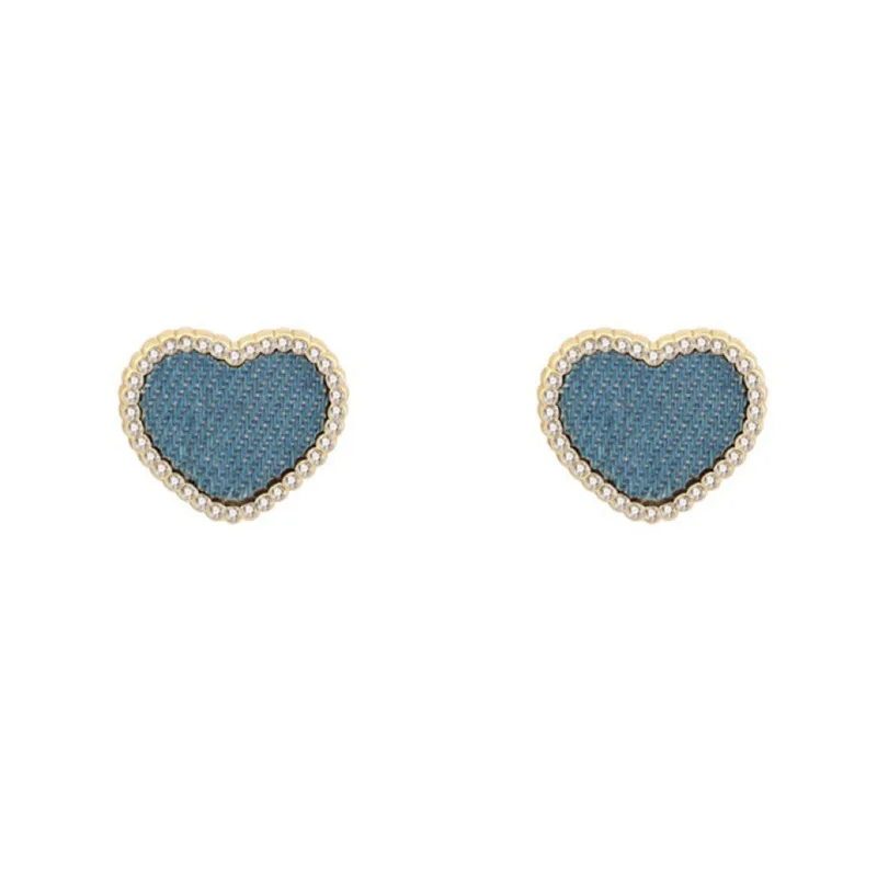 925 Silver Needle Fabric Denim Blue Earrings Cute Sweet Simple for Women or Girl Small Love Stud Earrings Fine Jewelry Gifts
925 Silver Needle Fabric Denim Blue Earrings Cute Sweet Simple for Women or Girl Small Love Stud Earrings Fine Jewelry Gifts