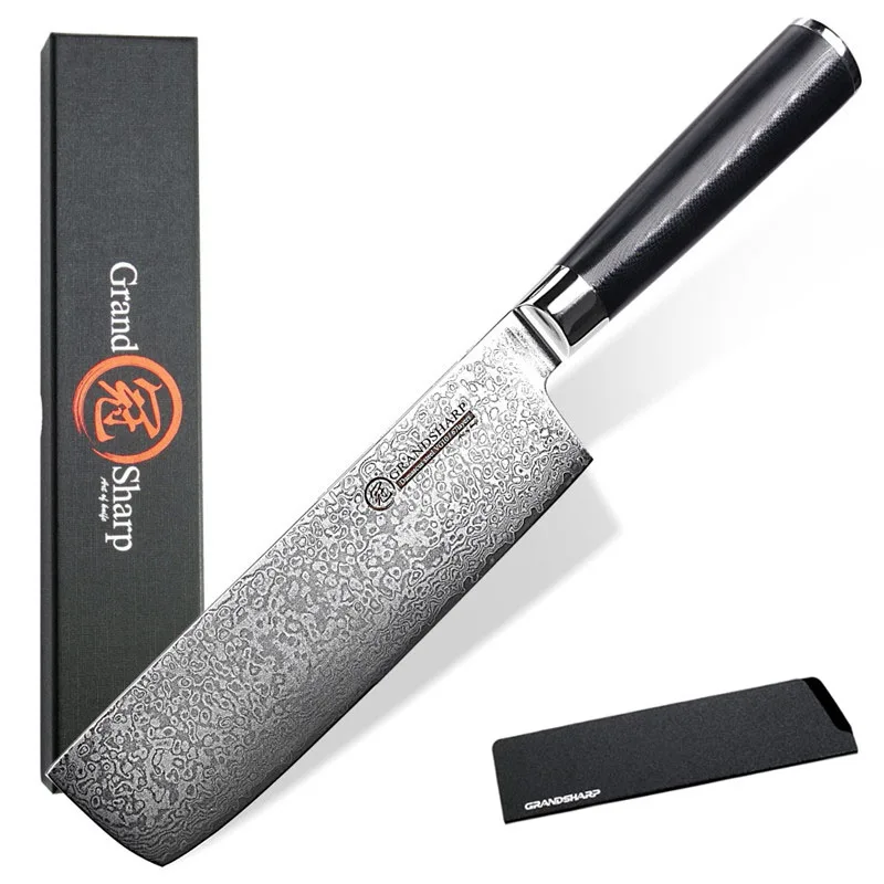 Нож-Кливер GRANDSHARP Nakiri из дамасской стали 7 дюймов, японский кухонный шеф-повар из нержавеющей стали vg10, нарезка фруктов, овощей, рукоятка G10
Нож-Кливер GRANDSHARP Nakiri из дамасской стали 7 дюймов, японский кухонный шеф-повар из нержавеющей стали vg10, нарезка фруктов, овощей, рукоятка G10