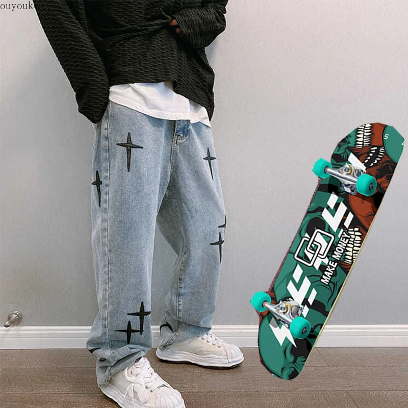 Jeans Fashion High Street Cross star applique embroidery wide pants Hip hop pants skateboard pants Hip hop jeans men jeans
Jeans Fashion High Street Cross star applique embroidery wide pants Hip hop pants skateboard pants Hip hop jeans men jeans