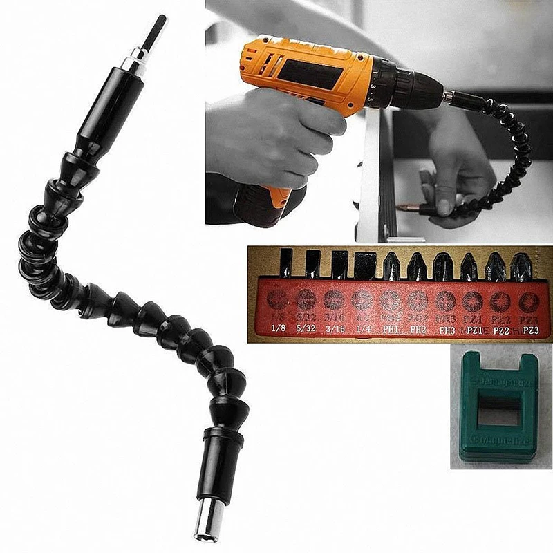 30 CM/11.8 Inch Flexible Drill Shaft Socket Key Drive Bits Extension Extender Link Snake Double Head Screwdriver #251877 
30 CM/11.8 Inch Flexible Drill Shaft Socket Key Drive Bits Extension Extender Link Snake Double Head Screwdriver #251877