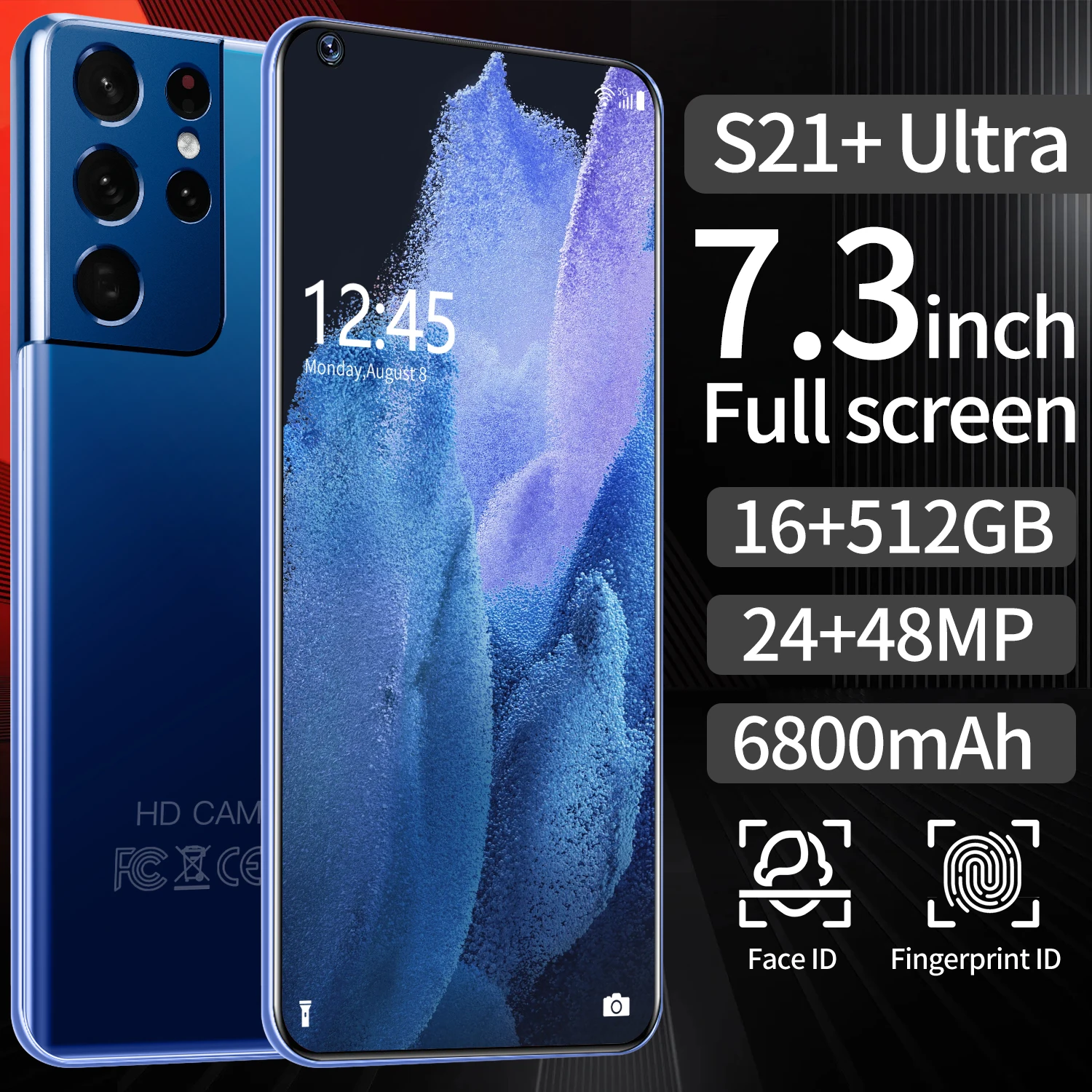 Smartphones 7.3" Samsun S21+ Ultra Deca Core 48MP Global Version 6800Mah16G RAM 512G ROM Mobile Phone Undefined
Smartphones 7.3" Samsun S21+ Ultra Deca Core 48MP Global Version 6800Mah16G RAM 512G ROM Mobile Phone Undefined