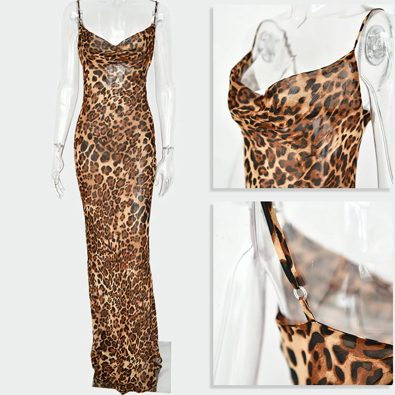 Leopard V-Neck Maxi Party Dress For Women Slim See-Through Summer Beach Dress Backless Spaghetti Strap Dresses Vacation Vestidos
Leopard V-Neck Maxi Party Dress For Women Slim See-Through Summer Beach Dress Backless Spaghetti Strap Dresses Vacation Vestidos