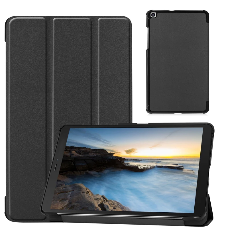 Кожаный флип чехол для Samsung Tab A T290 Магнитный Тонкий 3 складных подставки умный Galaxy
