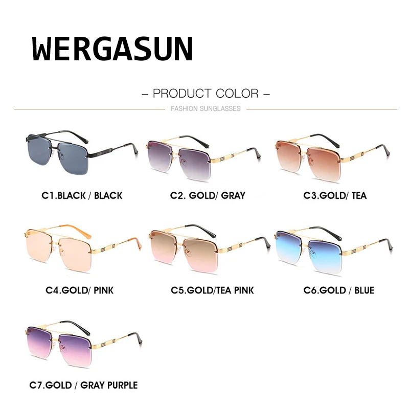 WERGASUN 2020 New Gradient Sunglasses Women Luxury Brand Rimless Square Sun Glasses Lady Retro Oversized Clear Frameless Shades
WERGASUN 2020 New Gradient Sunglasses Women Luxury Brand Rimless Square Sun Glasses Lady Retro Oversized Clear Frameless Shades