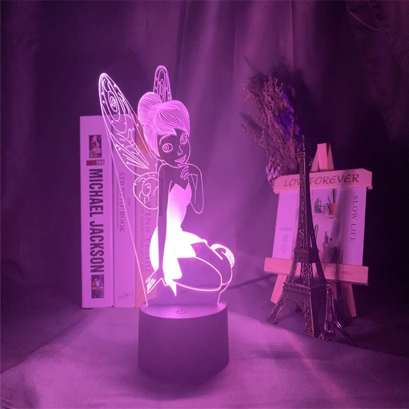 Фея Динь рисунок 3D визуальный светильник светодиодный ночной Светильник