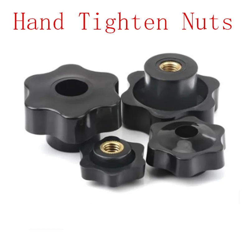 

5pcs m4 m5 m6 m8 m10 Plum Bakelite Hand Tighten Nuts Handle Thread Star Mechanical Black Thumb Nuts Clamping Knob Manual Nuts