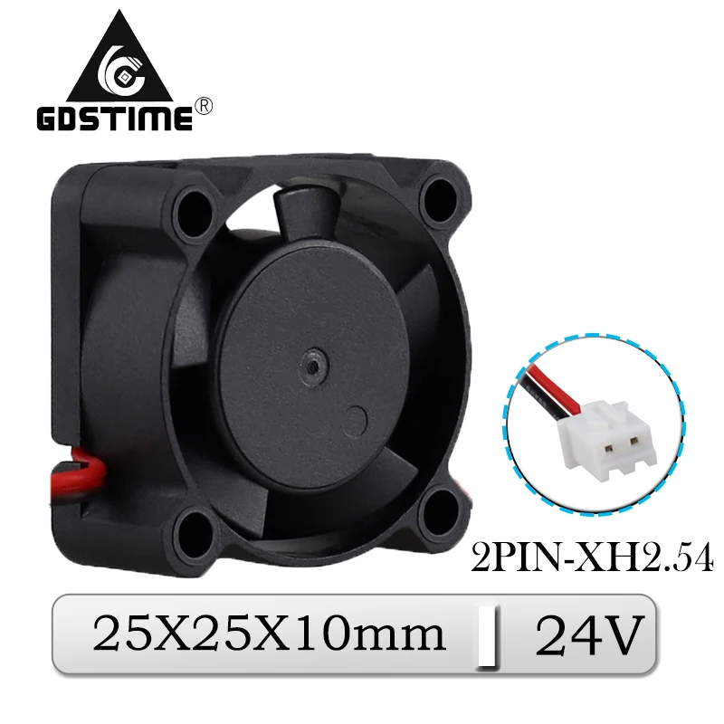 

200 Pcs Gdstime High Air Flow 25mm DC Fan 24V 2.5cm 25x25x10mm 2510 Centrifugal Silent Cooling Fan 24 Volt Mini Cooler wholesale