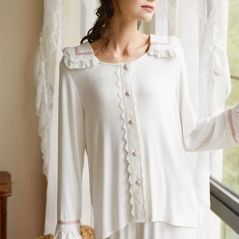 Autumn New Palace Style Women Long Sleeve Two-piece Suit Solid Casual Homewear Pajama Set Soft Cotton Nightclothes Loungewear
Autumn New Palace Style Women Long Sleeve Two-piece Suit Solid Casual Homewear Pajama Set Soft Cotton Nightclothes Loungewear