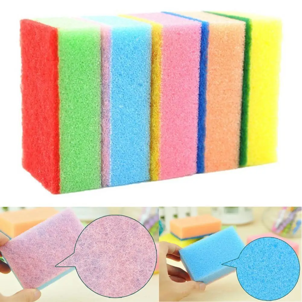 

1pcs Colored Sponge Scouring Pads Kitchen Sponges Cleaner Random Cleaning Household Sponges Dish Tool Color Wash L2V0