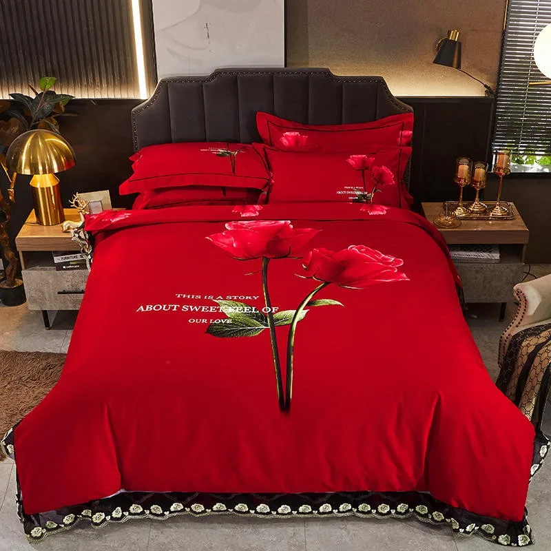 Red Rose Flowers Lace Duvet Cover set 100%Cotton Soft Queen Wedding Bedding Set Quilted Cotton Bed spread Pillow shams 4Pcs
Red Rose Flowers Lace Duvet Cover set 100%Cotton Soft Queen Wedding Bedding Set Quilted Cotton Bed spread Pillow shams 4Pcs