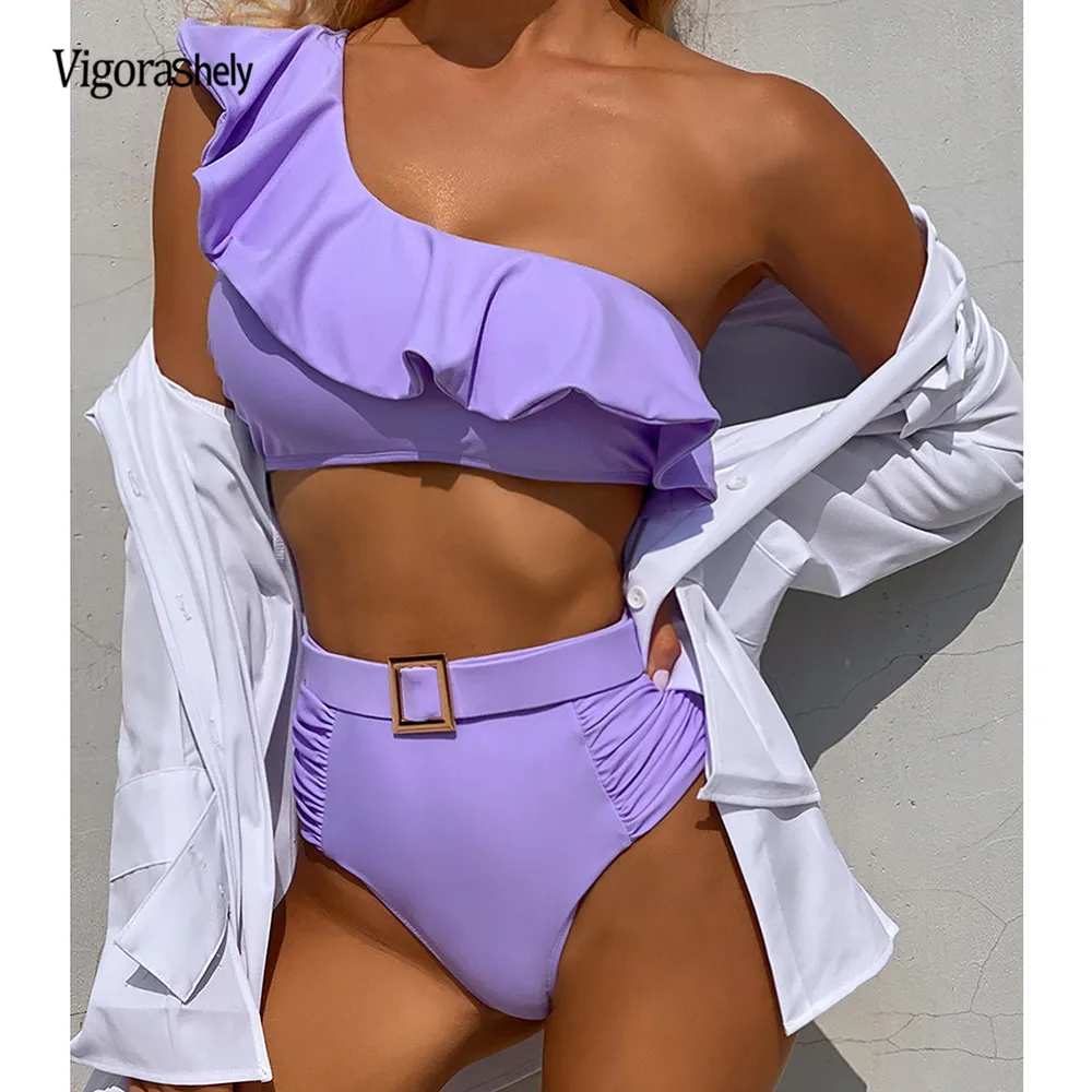 Vigorshely Belt High waist Swimwear Women Sexy One Shoulder Bikini 2021 Ruflle Swimsuit Female Brazilian Bikini Set Bathing Suit
Vigorshely Belt High waist Swimwear Women Sexy One Shoulder Bikini 2021 Ruflle Swimsuit Female Brazilian Bikini Set Bathing Suit