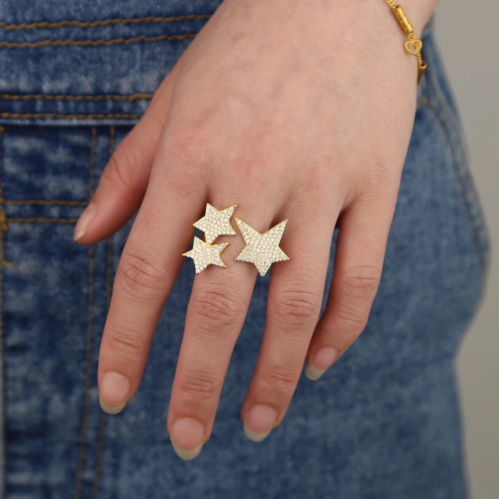 New arrived Gold color blue rainbow white clear CZ zirconia Ring with delicate big star sun burst open adjust band knuckle ring
New arrived Gold color blue rainbow white clear CZ zirconia Ring with delicate big star sun burst open adjust band knuckle ring