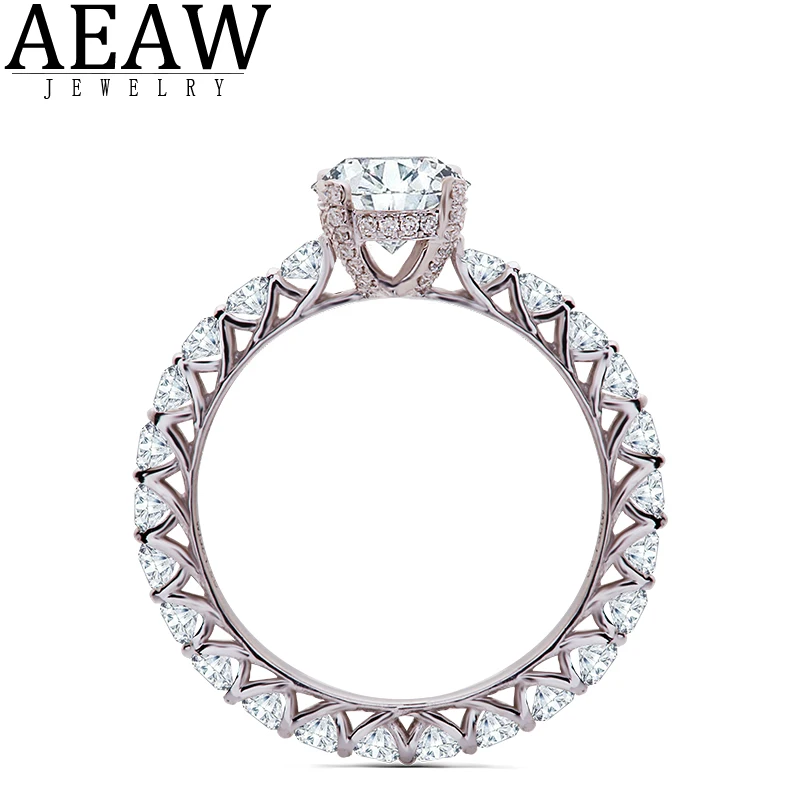 AEAW 6.5mm 1.0ct Round Cut 14k White Gold Moissanite Diamond Ring Full Eternity Original Dazzling Female Jewelry For Girl
AEAW 6.5mm 1.0ct Round Cut 14k White Gold Moissanite Diamond Ring Full Eternity Original Dazzling Female Jewelry For Girl