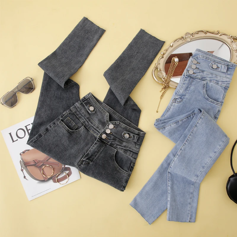 New waist tight nine feet pants three grain of buckle flash foot stretch jeans women little during the spring and autumn
New waist tight nine feet pants three grain of buckle flash foot stretch jeans women little during the spring and autumn