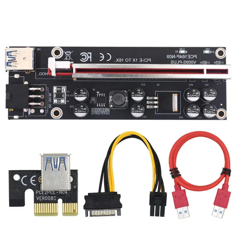 New Plus PCI-E Riser Card 1X To 16X PCI Express Adapter With USB 3.0 Cable SATA To 6-Pin Mining Power Cable 1pc
New Plus PCI-E Riser Card 1X To 16X PCI Express Adapter With USB 3.0 Cable SATA To 6-Pin Mining Power Cable 1pc