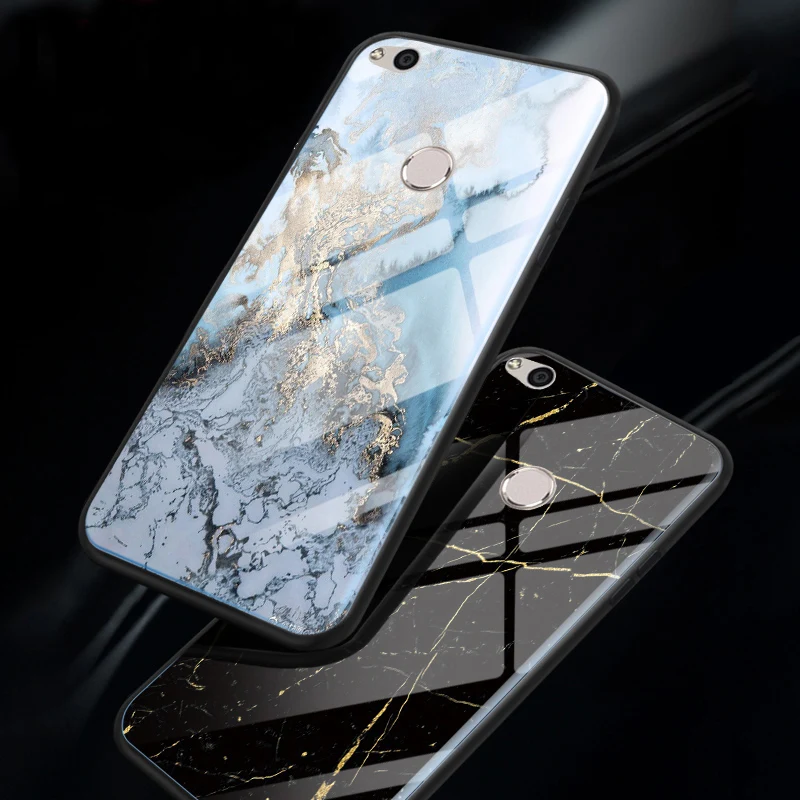 3D мраморный чехол из закаленного стекла для Huawei Honor 8 9 10 Lite роскошный полный