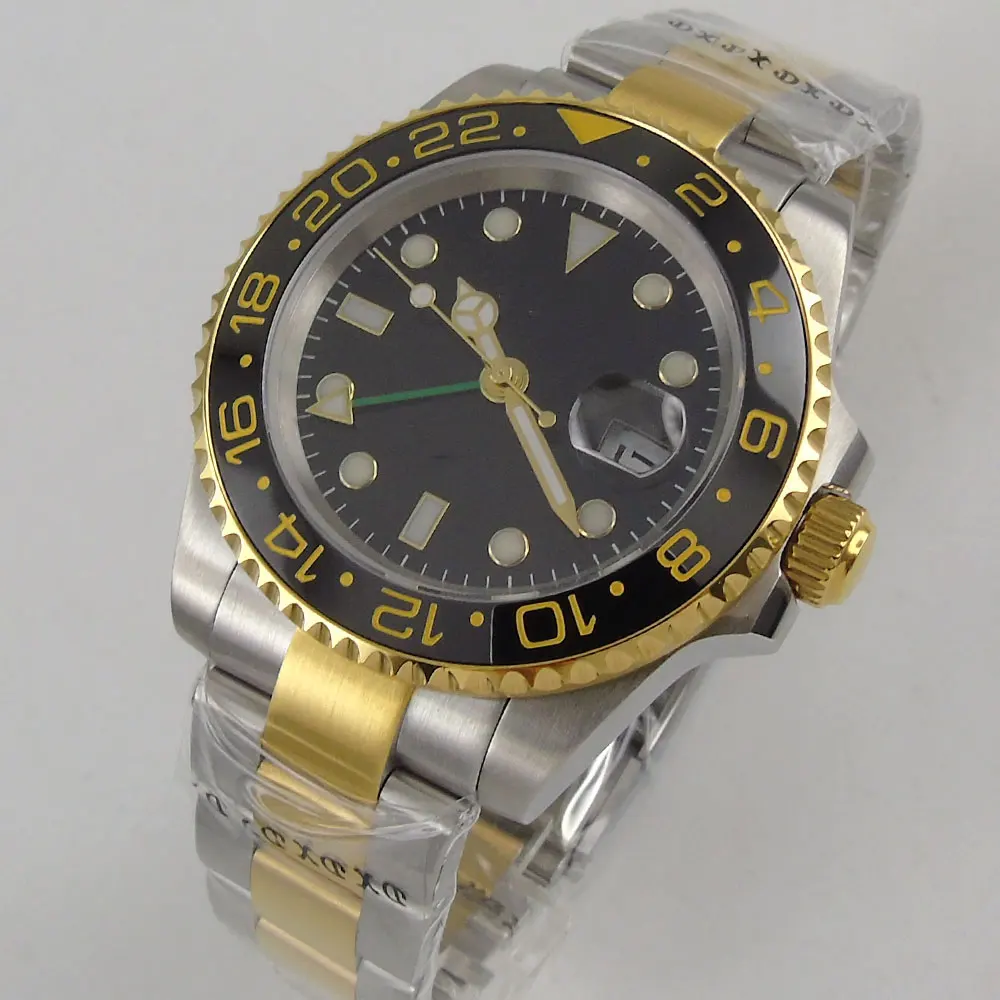 40mm luxury top quality black ceramic bezel sapphire glass Green GMT function luminous marks automatic movement men's watch
40mm luxury top quality black ceramic bezel sapphire glass Green GMT function luminous marks automatic movement men's watch