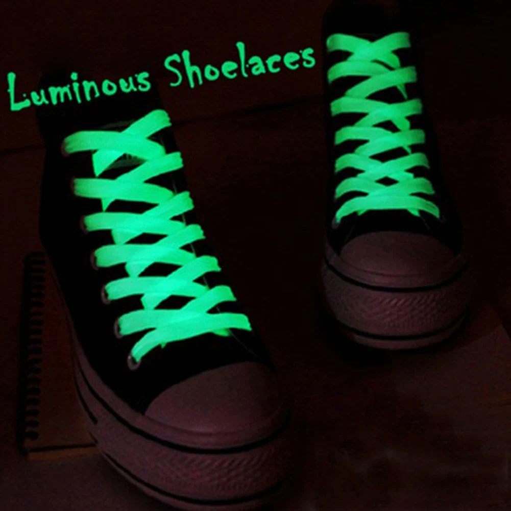 1 пара светящиеся спортивные шнурки плоские холщовые для обуви светится в