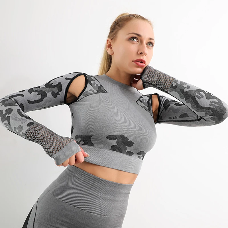 Women's Yoga Tops Sports Fitness Seamless Camouflage Tight-Fitting Long-Sleeved Fitness Clothing Women's Yoga Wear Tops
Women's Yoga Tops Sports Fitness Seamless Camouflage Tight-Fitting Long-Sleeved Fitness Clothing Women's Yoga Wear Tops