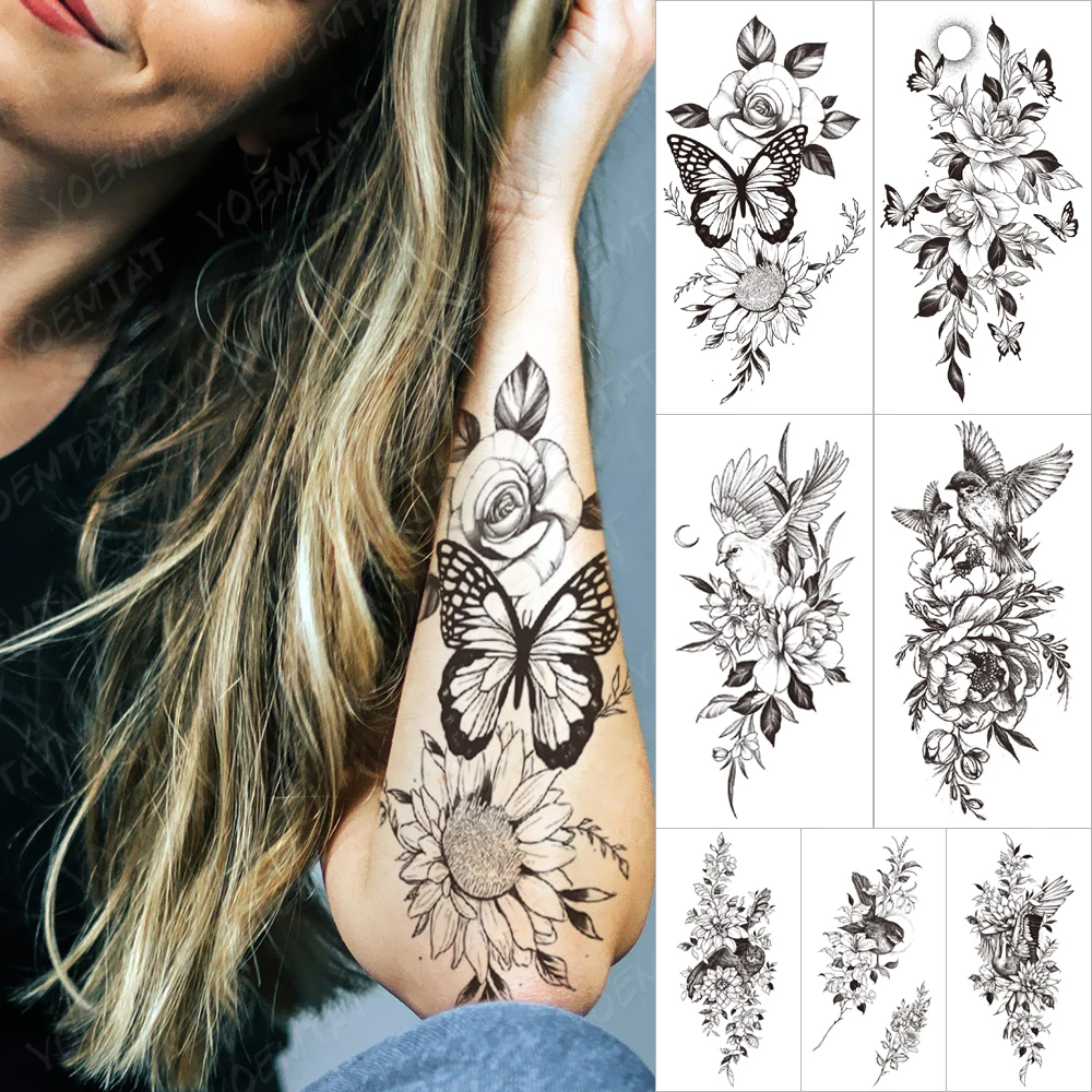 Flower Blooming Waterproof Temporary tatooo Stickers Daisy Bird Jasmine Transferable tattoos Body Art Fake tatoo Black Man Women 
Flower Blooming Waterproof Temporary tatooo Stickers Daisy Bird Jasmine Transferable tattoos Body Art Fake tatoo Black Man Women