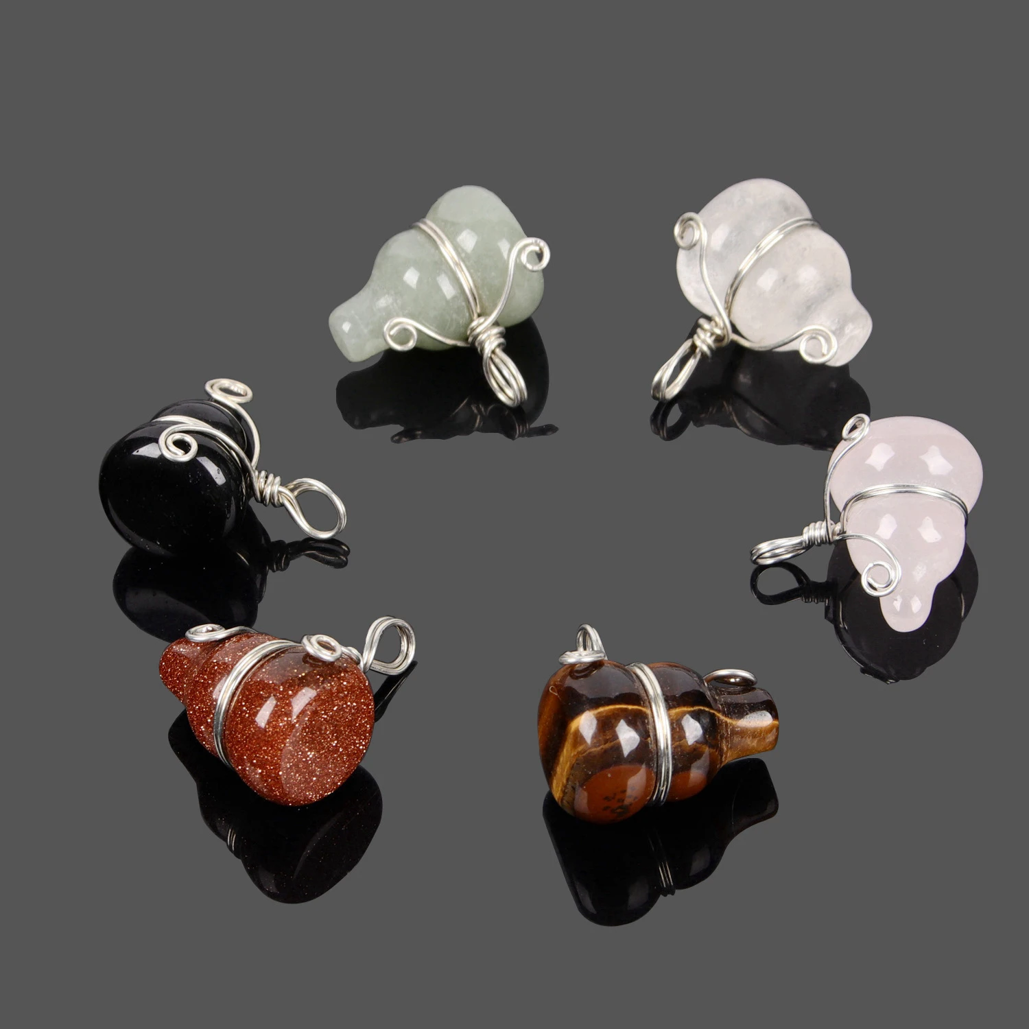 Handmade Wire Wrap Pendant Gourd shaped Beads Natural stone Obsidian Clear Crystal Rose Quartz Cute Jewelry for Women
Handmade Wire Wrap Pendant Gourd shaped Beads Natural stone Obsidian Clear Crystal Rose Quartz Cute Jewelry for Women