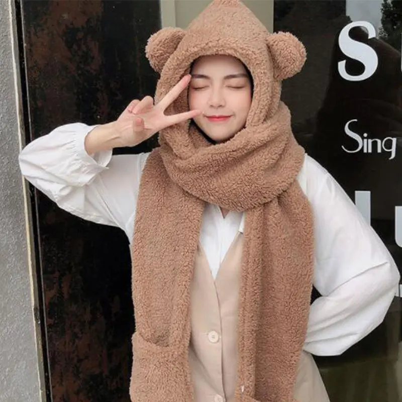 Облегающие шапки шапка для защиты ушей с медведем Женская осенне-зимняя милая плюшевая нагрудник шарф перчатки с капюшоном Корейская верси...
Облегающие шапки шапка для защиты ушей с медведем Женская осенне-зимняя милая плюшевая нагрудник шарф перчатки с капюшоном Корейская верси...