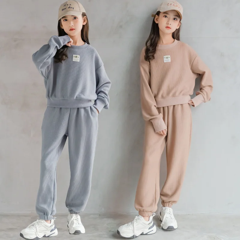 Teen Girls Sport Suit Autumn Sweatshirt Pants Two Pieces Children Tracksuit Solid School Kids Sportwear 13 14 Years Clothing Set 
Teen Girls Sport Suit Autumn Sweatshirt Pants Two Pieces Children Tracksuit Solid School Kids Sportwear 13 14 Years Clothing Set