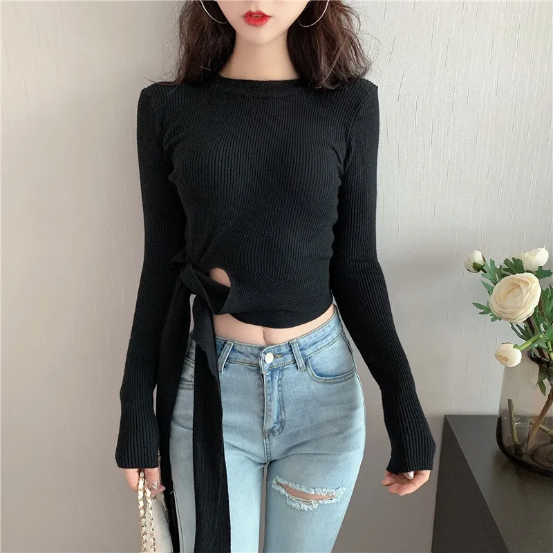 Korean Style Ulzzang Fashion Brand Crop Top Women Sweater O-neck Slim Knitted Pullovers Casual Ladies Tops Lace Up Autumn New 
Korean Style Ulzzang Fashion Brand Crop Top Women Sweater O-neck Slim Knitted Pullovers Casual Ladies Tops Lace Up Autumn New