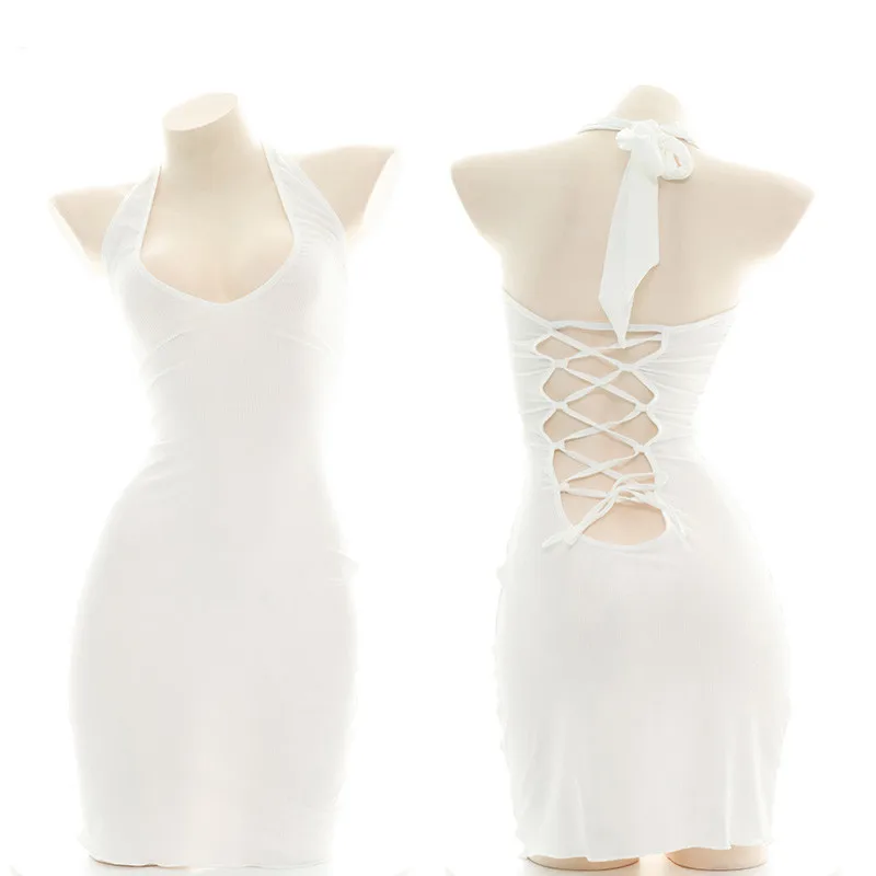 Japanese Super Sexy Women Low-cut Tight Dress Female Halter Backless White Nightdress Lolita Cosplay Xmas Sleepwear Homewear
Japanese Super Sexy Women Low-cut Tight Dress Female Halter Backless White Nightdress Lolita Cosplay Xmas Sleepwear Homewear