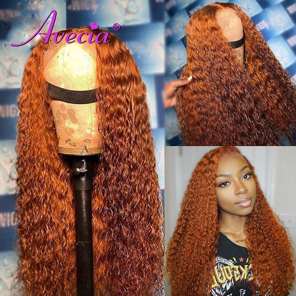Фото Имбирный оранжевый парик из человеческих волос на сетке спереди цветные