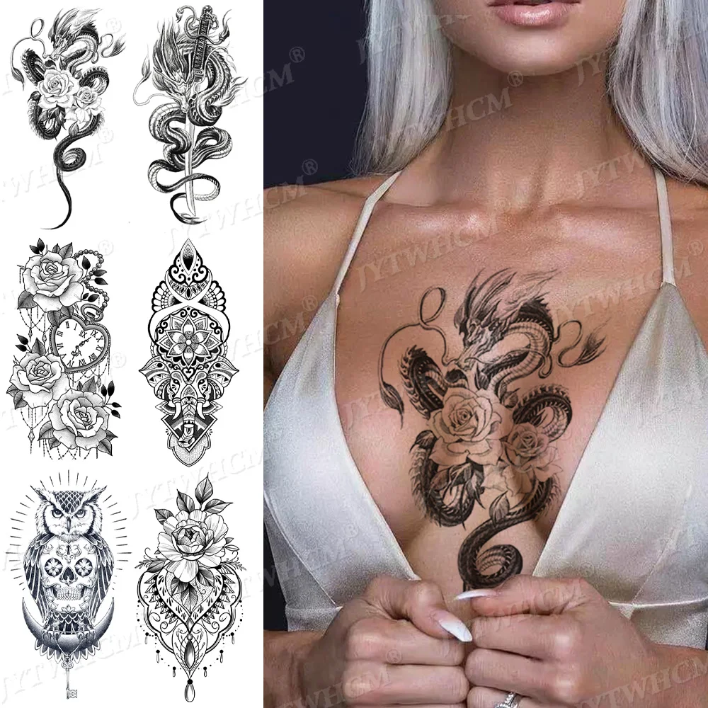 Chest Large Size Arm Temporary Tattoo Stickers Black Snake For Woman Men Owl Flower Waterproof Body Art Legs Dark Tribal Tattoos
Chest Large Size Arm Temporary Tattoo Stickers Black Snake For Woman Men Owl Flower Waterproof Body Art Legs Dark Tribal Tattoos