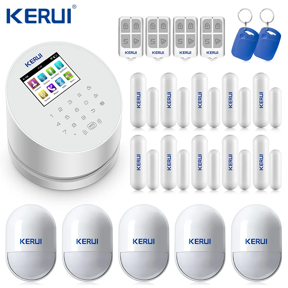 

Kerui W2 WiFi GSM PSTN RFID Home Alarm Security System Low Battery Reminder TFT color display ISO Android App