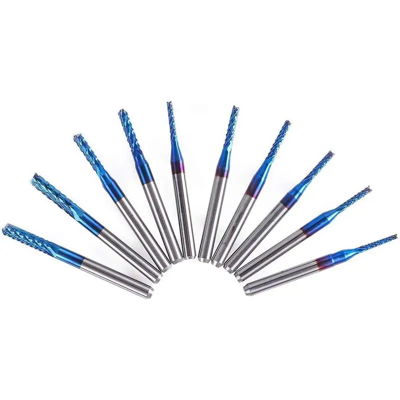 10pcs End Mill Engraving Bits Set Nano Blue Coat CNC Cutter Bits Engraving Cutting Milling R Steel Shank E4E2 Tool 1/8" Tun W7C0
10pcs End Mill Engraving Bits Set Nano Blue Coat CNC Cutter Bits Engraving Cutting Milling R Steel Shank E4E2 Tool 1/8" Tun W7C0