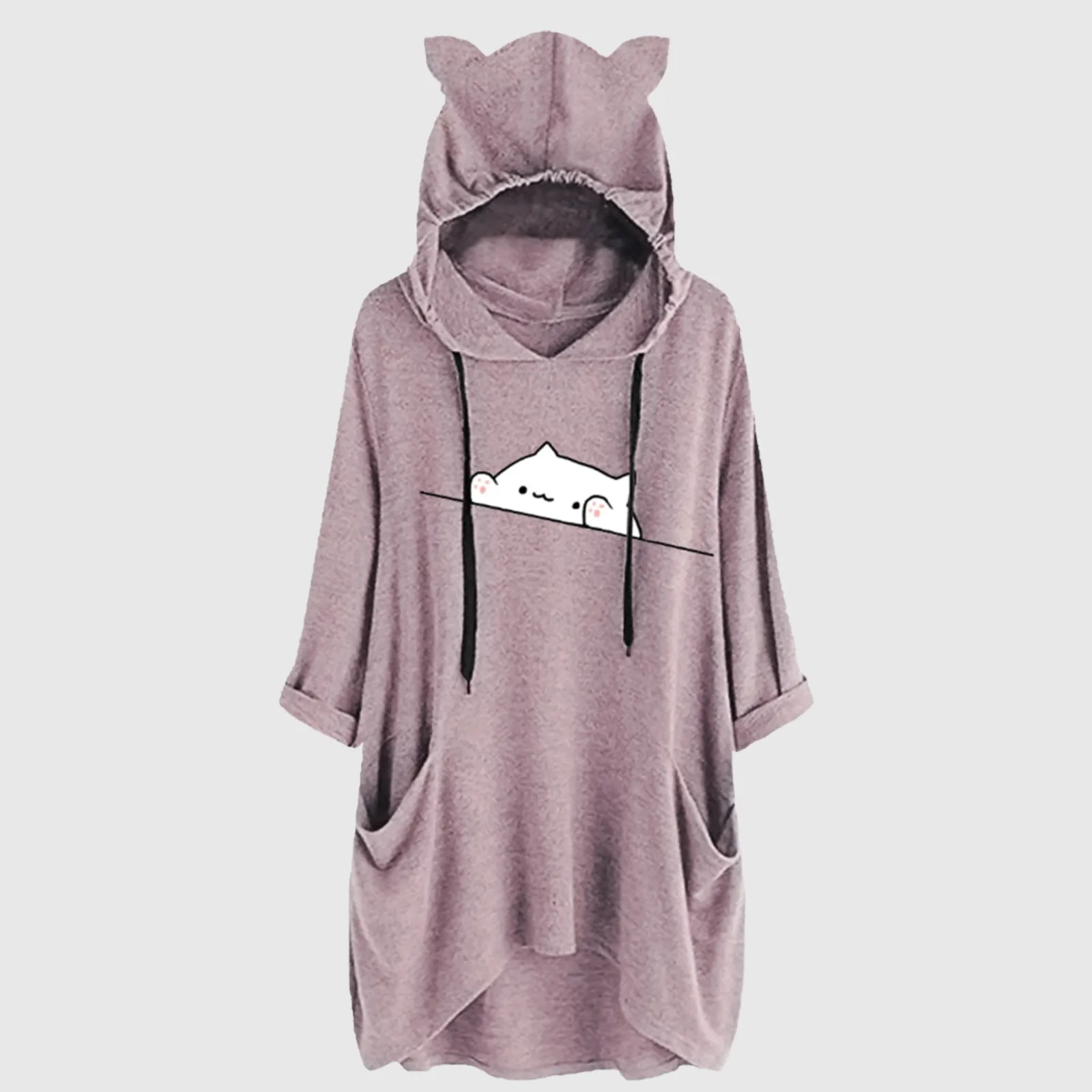 Women Sweatshirt Black Cat Print Sweatshirt Women Autumn Hoodies Ear Hat Mid-length Blouse Mid-sleeve Printed Hooded Loose Top
Women Sweatshirt Black Cat Print Sweatshirt Women Autumn Hoodies Ear Hat Mid-length Blouse Mid-sleeve Printed Hooded Loose Top