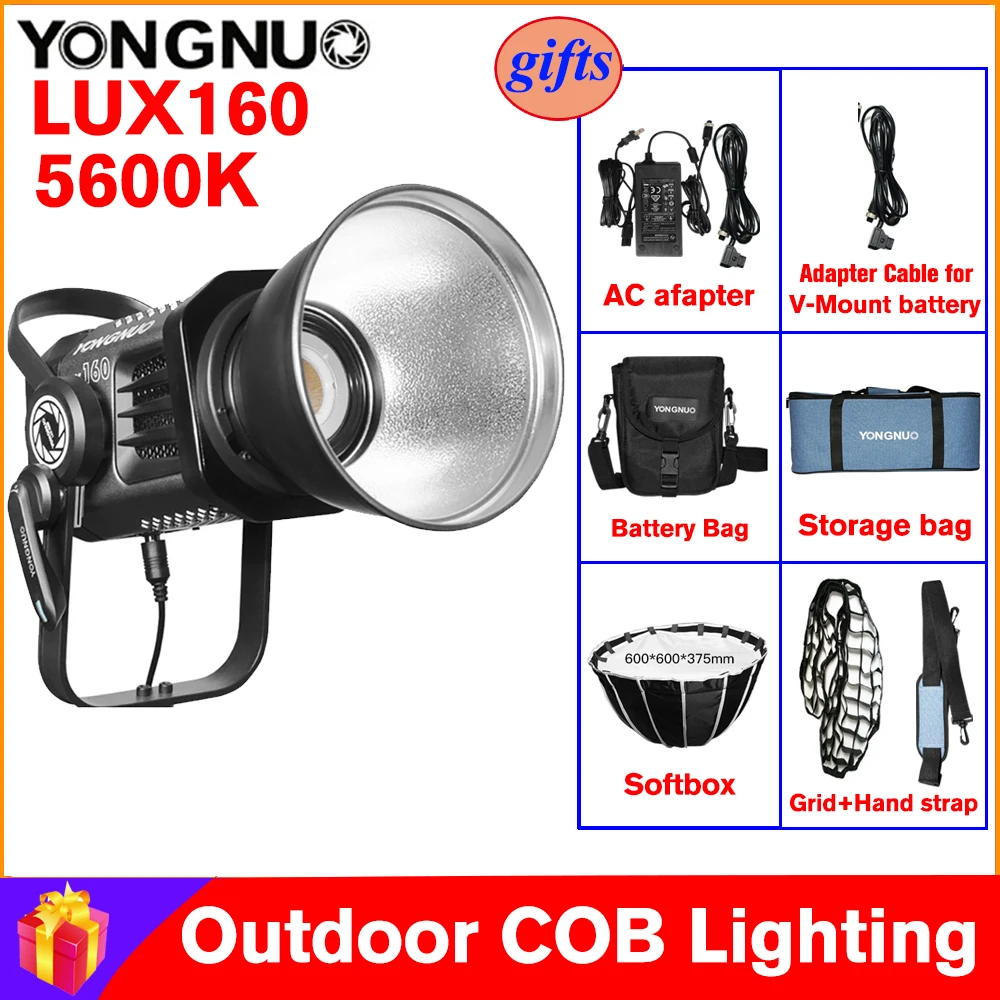YONGNUO LUX160 Outdoor Photography Lighting 180W LED Video Light Bowens Mount 5600K CRI96+ Studio Lamp For Studio/Vlog/Movie
YONGNUO LUX160 Outdoor Photography Lighting 180W LED Video Light Bowens Mount 5600K CRI96+ Studio Lamp For Studio/Vlog/Movie