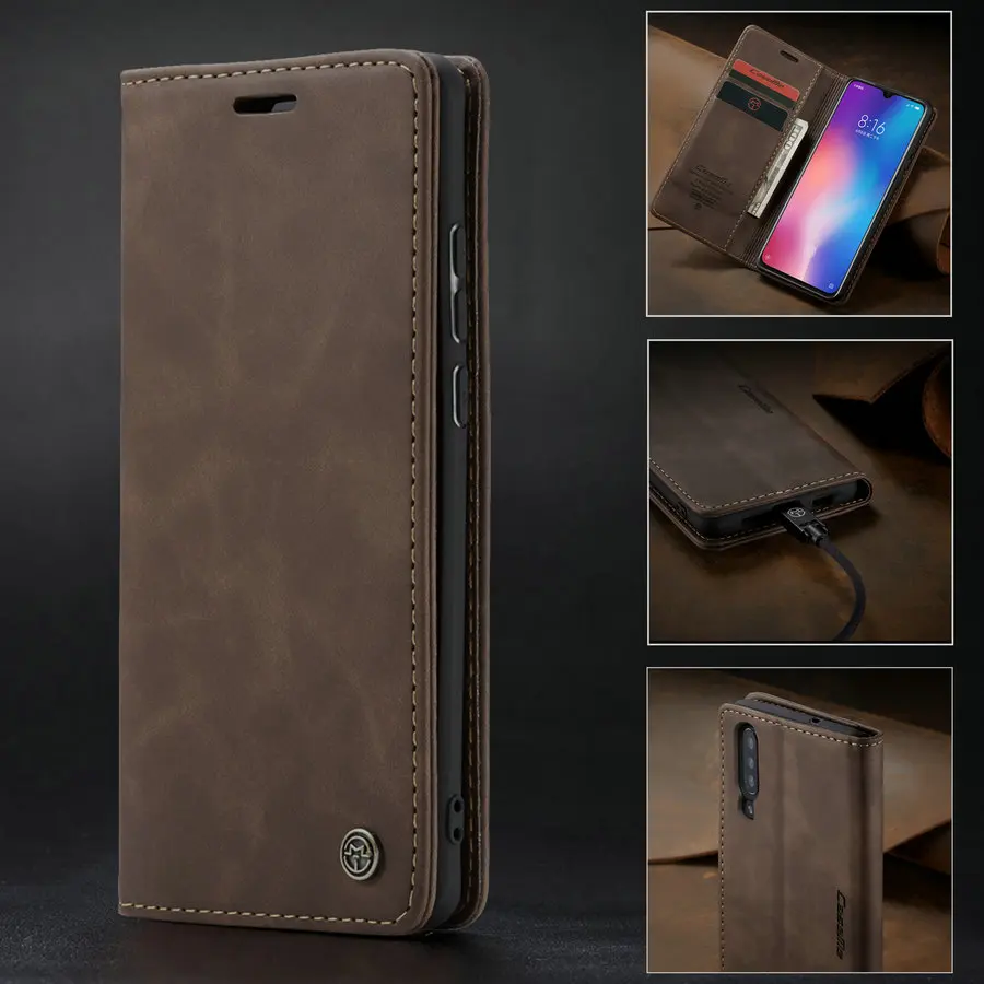 Магнитный чехол бумажник CaseMe для Xiaomi Mi9 кожаный в стиле ретро 9T Redmi K20Pro роскошный