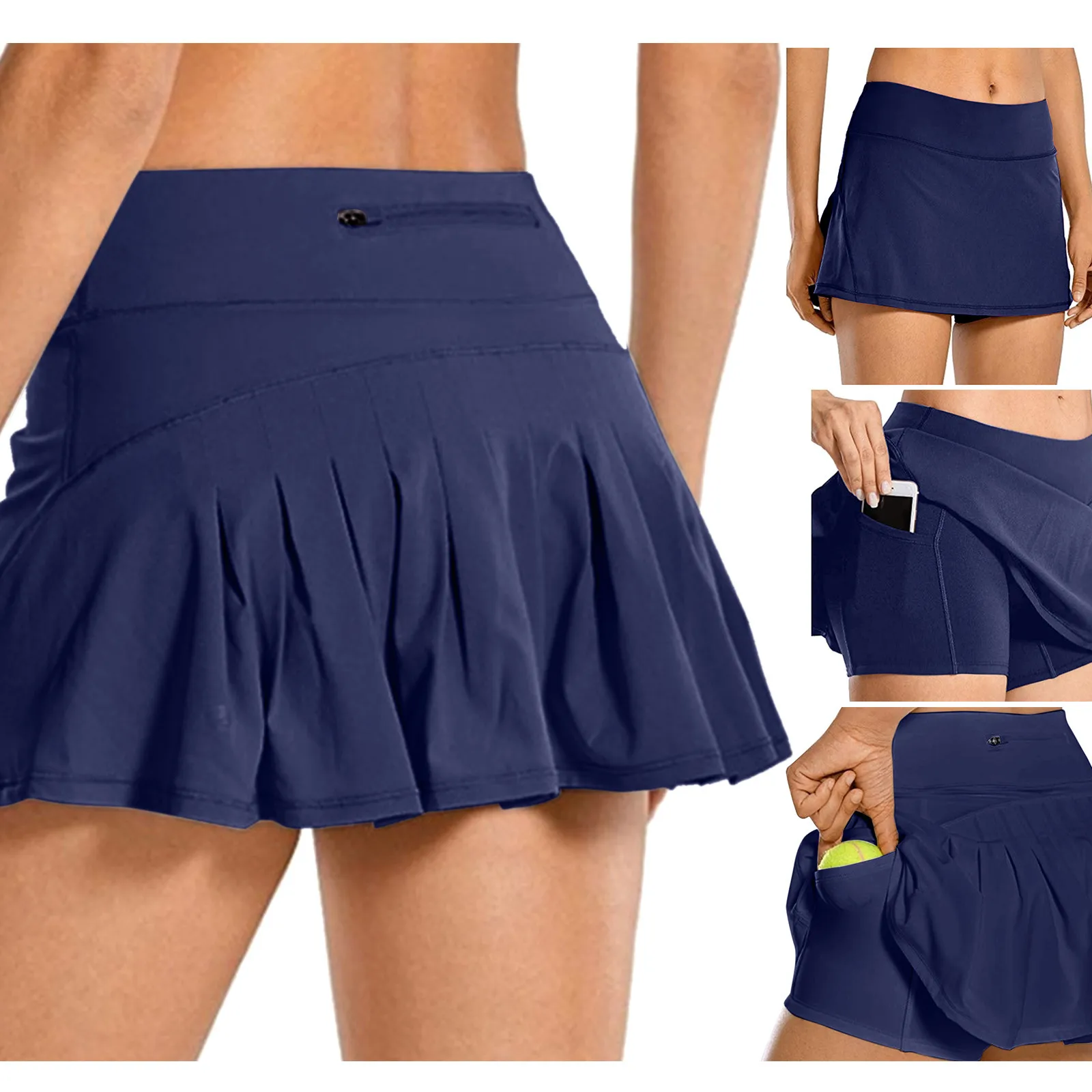 

2021 женские модные теннисные шорты, плиссированная Спортивная юбка для бега, гольфа, юбка с карманами, теннисная юбка с шортами, короткая юбк...