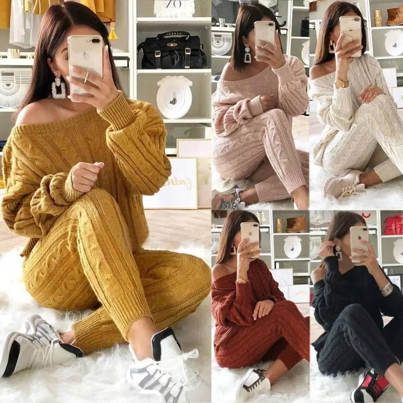 Women Winter Sweater Set Two Piece Set Top And Pants Women Outfits Plus Size Pullover Top Bodycon Long Pants Knitted Tracksuit
Women Winter Sweater Set Two Piece Set Top And Pants Women Outfits Plus Size Pullover Top Bodycon Long Pants Knitted Tracksuit