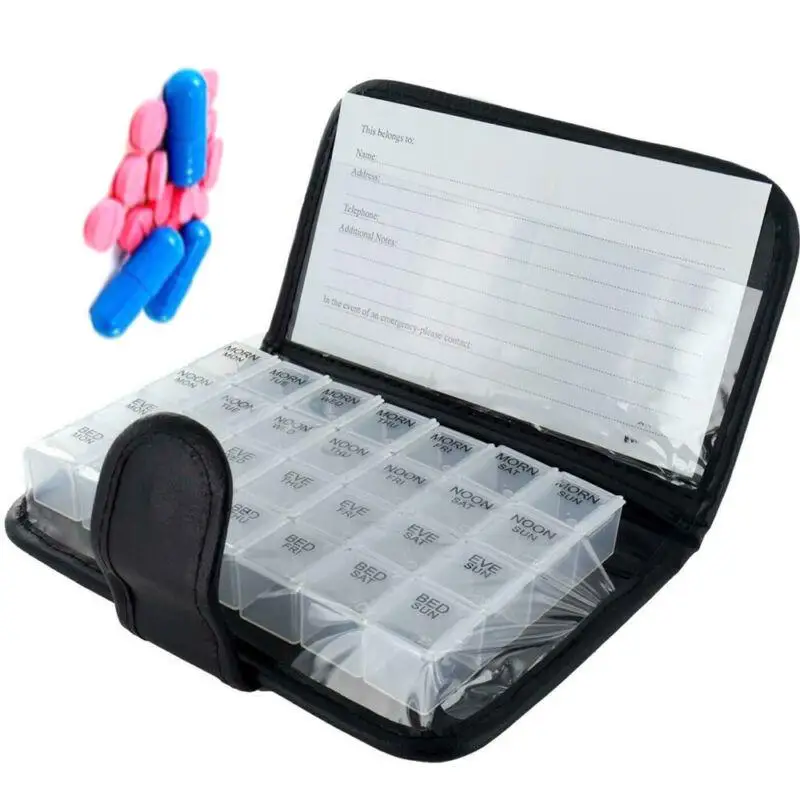 28 Grids Medicine Box Pills Dispenser Tablet Organizer Weekly Leather Storage Case
28 Grids Medicine Box Pills Dispenser Tablet Organizer Weekly Leather Storage Case