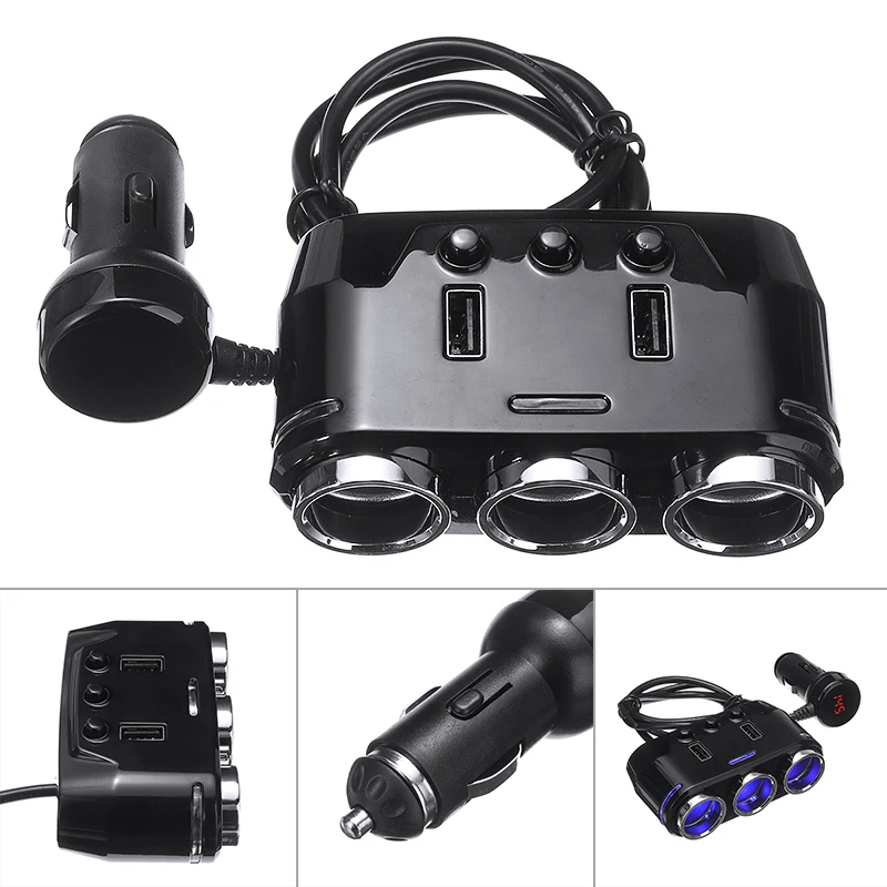 12V Car 3 Way Cigarette Lighter Splitter Dual USB Car Charger For Cell Phone Socket Adapter Car 3 Way Cigarette Lighter Charger
12V Car 3 Way Cigarette Lighter Splitter Dual USB Car Charger For Cell Phone Socket Adapter Car 3 Way Cigarette Lighter Charger