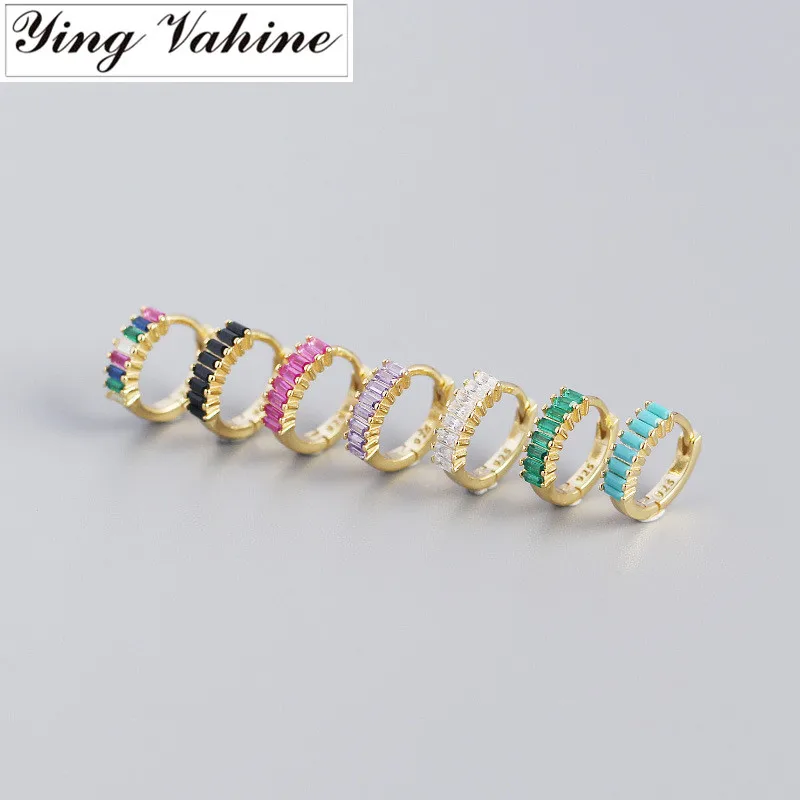 ying Vahine 100% 925 Sterling Silver White Black Red Blue Green Purple Coloured Zircons Square Circle Hoop Earrings for Women
ying Vahine 100% 925 Sterling Silver White Black Red Blue Green Purple Coloured Zircons Square Circle Hoop Earrings for Women