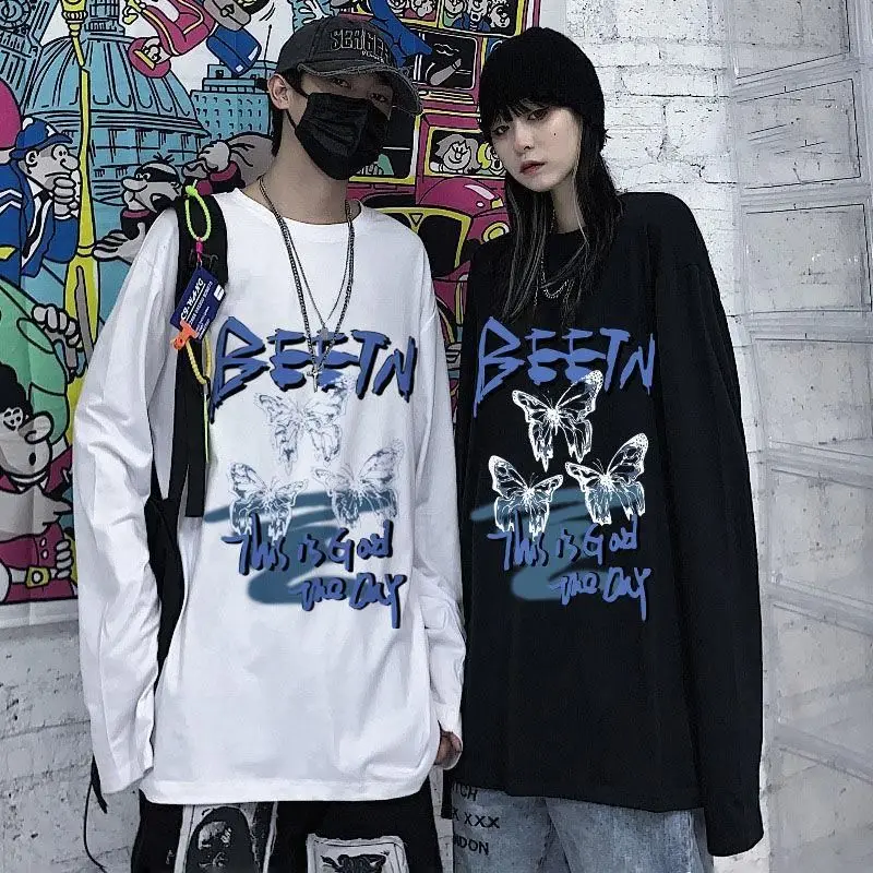 Women's Fashion Harajuku Butterfly Print Long Sleeve T-shirt Dark Sweet Cool Men Girlfriends Goth Aesthetic Clothes Y2k Tops
Women's Fashion Harajuku Butterfly Print Long Sleeve T-shirt Dark Sweet Cool Men Girlfriends Goth Aesthetic Clothes Y2k Tops