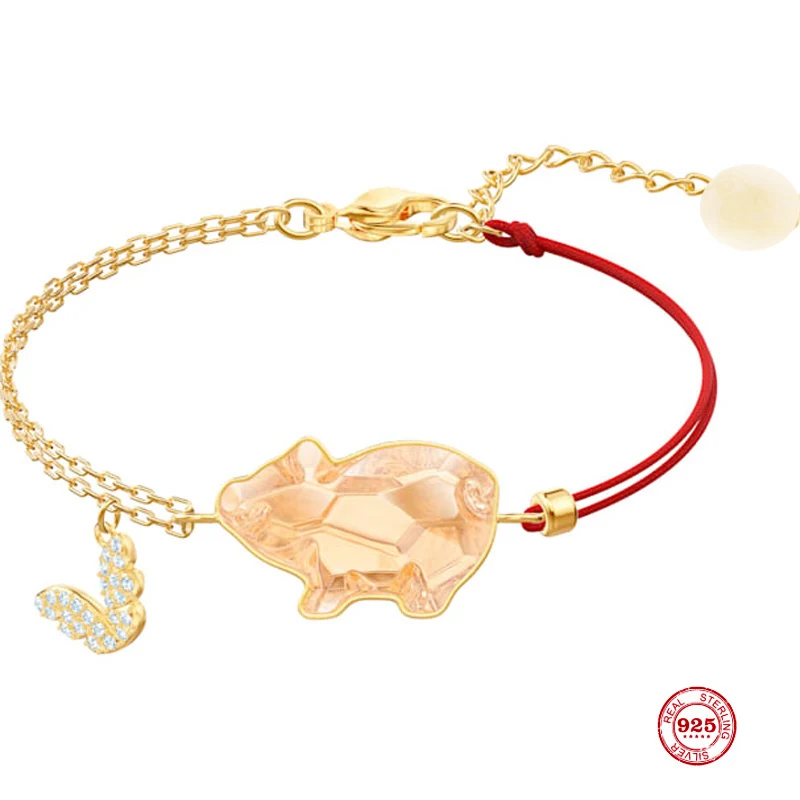 Fashion Charm Pure 925 Silver Original 1:1 Copy, The Birth Year Gold Pig Exquisite Wild Bracelet Female Luxury Jewelry Gifts
Fashion Charm Pure 925 Silver Original 1:1 Copy, The Birth Year Gold Pig Exquisite Wild Bracelet Female Luxury Jewelry Gifts