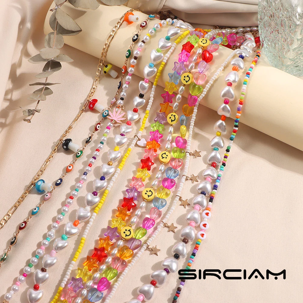 Summer Candy Jelly Heart Pearls Bead Necklace For Women Colorful Mushroom Star Smile Face Handmade Short Choker Vacation Jewelry
Summer Candy Jelly Heart Pearls Bead Necklace For Women Colorful Mushroom Star Smile Face Handmade Short Choker Vacation Jewelry