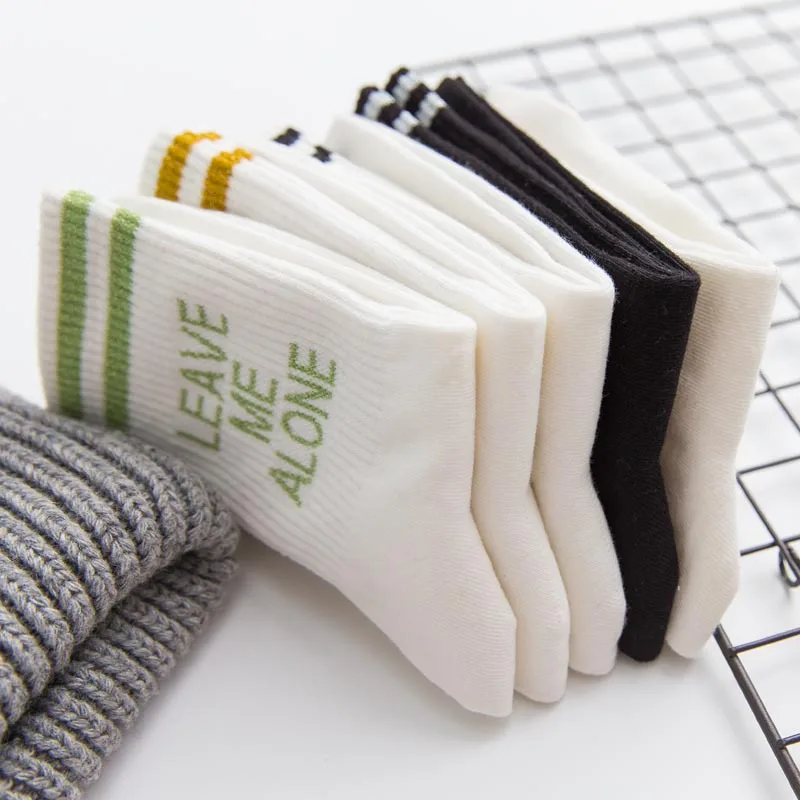 GUIME HOUSE Stripe Print Letter Leave Me Alone Cotton Socks Girls Breathable Soft Crew Socks For Women Sport Sock harajuku
GUIME HOUSE Stripe Print Letter Leave Me Alone Cotton Socks Girls Breathable Soft Crew Socks For Women Sport Sock harajuku