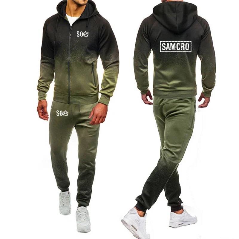 Unisex Spring Autumn Tracksuit Suit SOA Sons of Anarchy Gradient Jacket High Quality Cotton Men's jacket hoodie+pants 2Pcs suit
Unisex Spring Autumn Tracksuit Suit SOA Sons of Anarchy Gradient Jacket High Quality Cotton Men's jacket hoodie+pants 2Pcs suit